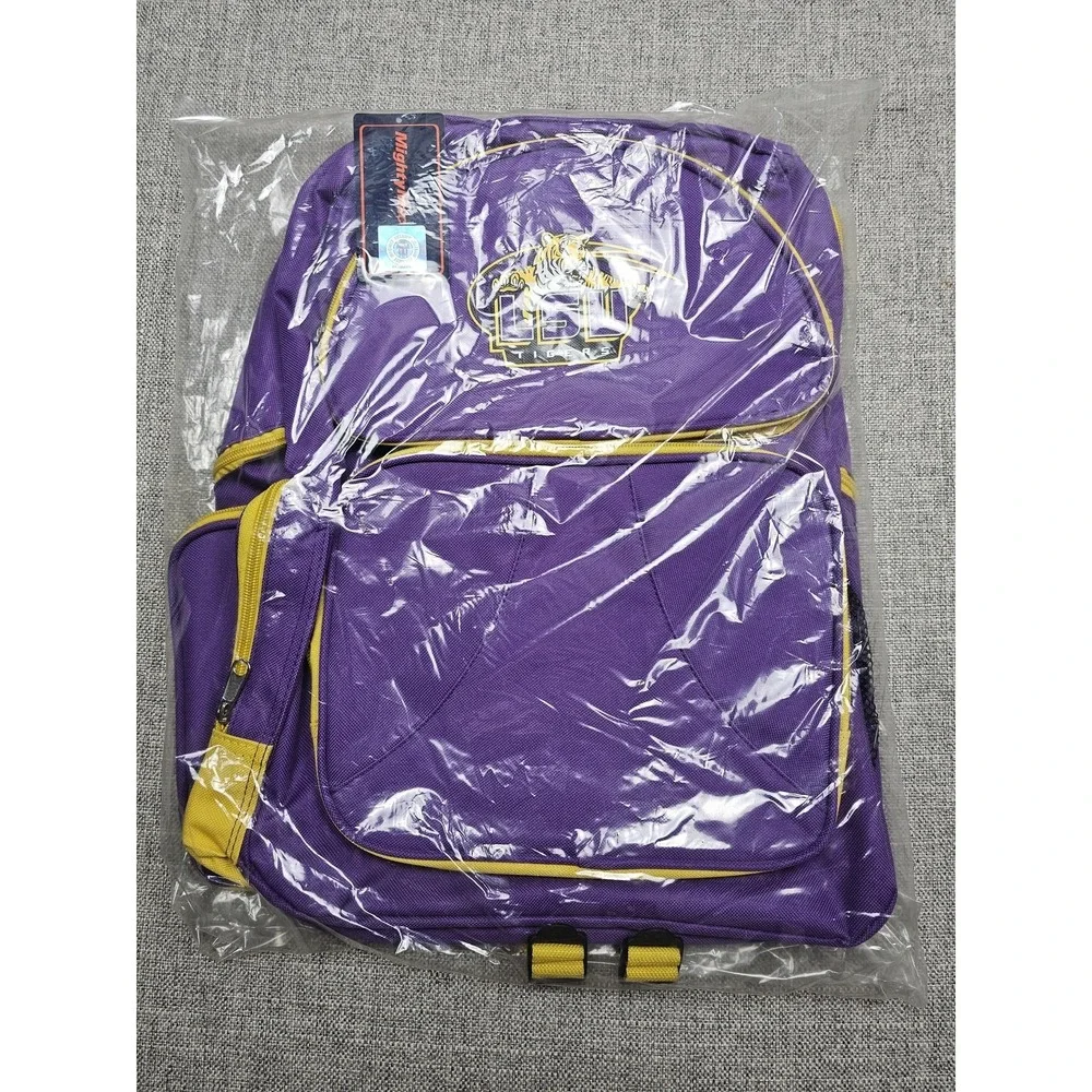 LSU Tigers Backpack NCAA College Book Bag MightyMac Sports Polyester School Bag